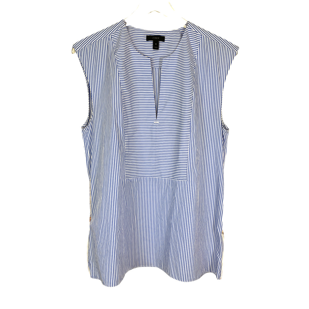 J. Crew Blue and White Striped Blouse Women's Size 10